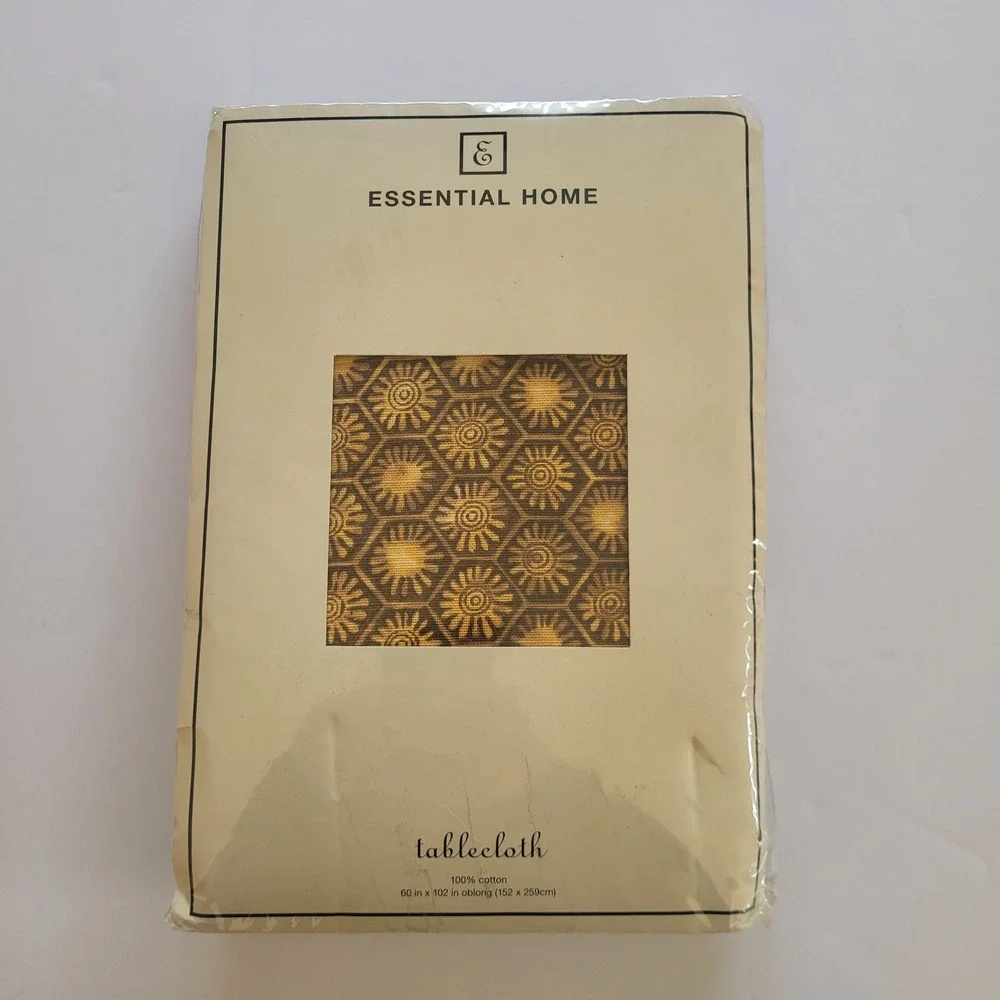 Essential Home Boho Batik Sunburst‎ Tablecloth 60x102 Oblong NEW
